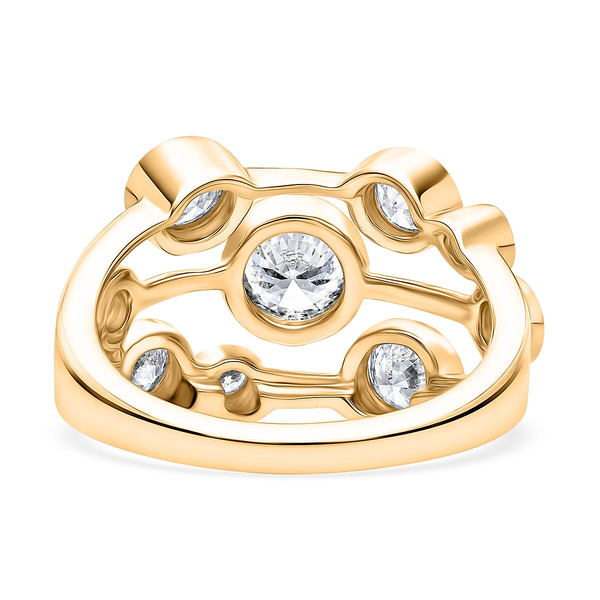 DOD - Luxuriant Lab Grown Diamond Bubble Ring in 18K Vermeil Yellow Gold Plated Sterling Silver 2.00 Ct.