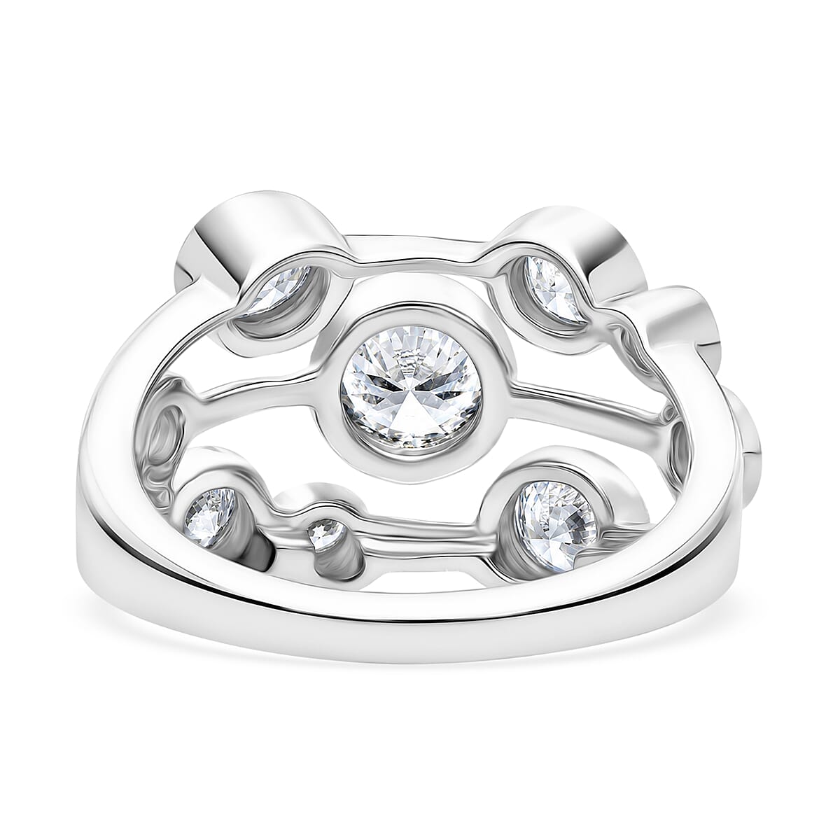 LUXURIANT Lab Grown Diamond Bubble Ring in Sterling Silver Silver