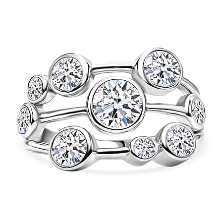 Luxuriant - Lab Grown Diamond (SI-G-H) Bubble Ring in Rhodium Overlay Sterling Silver 2.00 Ct.