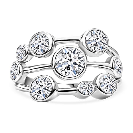 Luxuriant - Lab Grown Diamond (SI-G-H) Bubble Ring in Rhodium Overlay Sterling Silver 2.00 Ct.