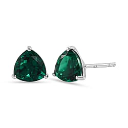 Luxuriant Lab Grown Emerald Solitaire Stud Push Post Earring in 18K YG VermeilSterling Silver  2.324  Ct.