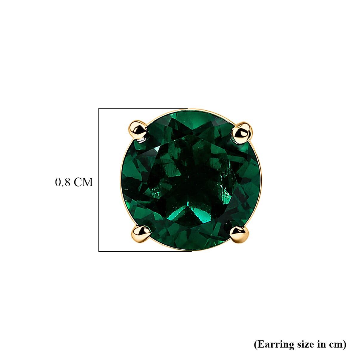 Luxuriant - Lab Grown Emerald Solitaire Stud Push Post Earring in 18K Vermeil Yellow Gold Plated Sterling Silver 2.00 Ct.