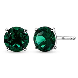 Luxuriant - Lab Grown Emerald Solitaire Stud Push Post Earring in 18K Vermeil Yellow Gold Plated Sterling Silver 2.00 Ct.