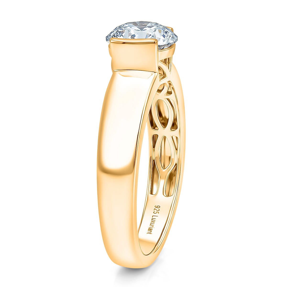 Luxuriant - Lab Grown Diamond (SI-G-H) Solitaire Band Ring in 18K Vermeil Yellow Gold Plated Sterling Silver 2.00 Ct.