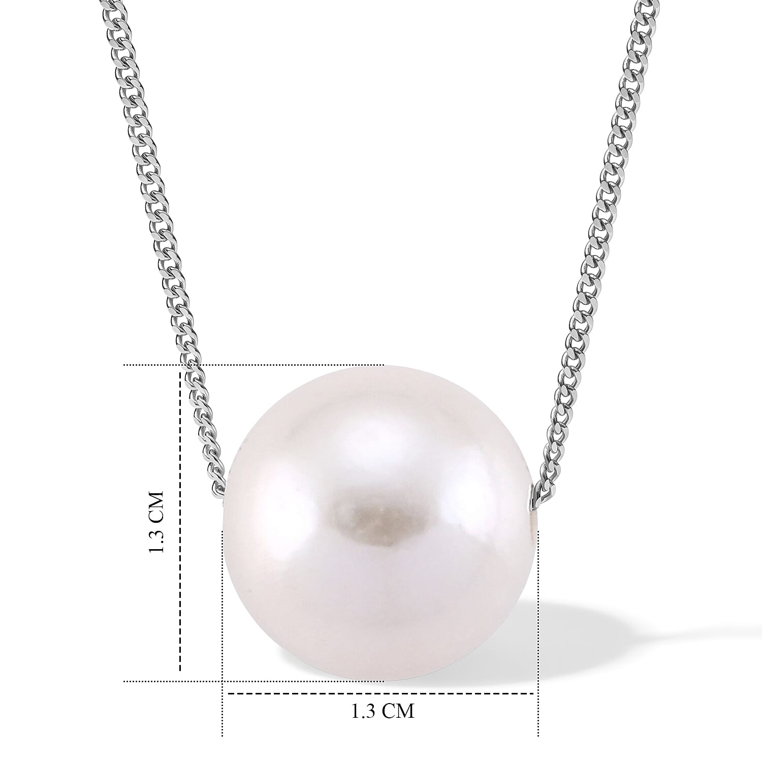 D'Joy - Premium White Edison Pearl (12-13mm) Necklace (Size - 18) in Rhodium Overlay Sterling Silver 12.70 Ct.