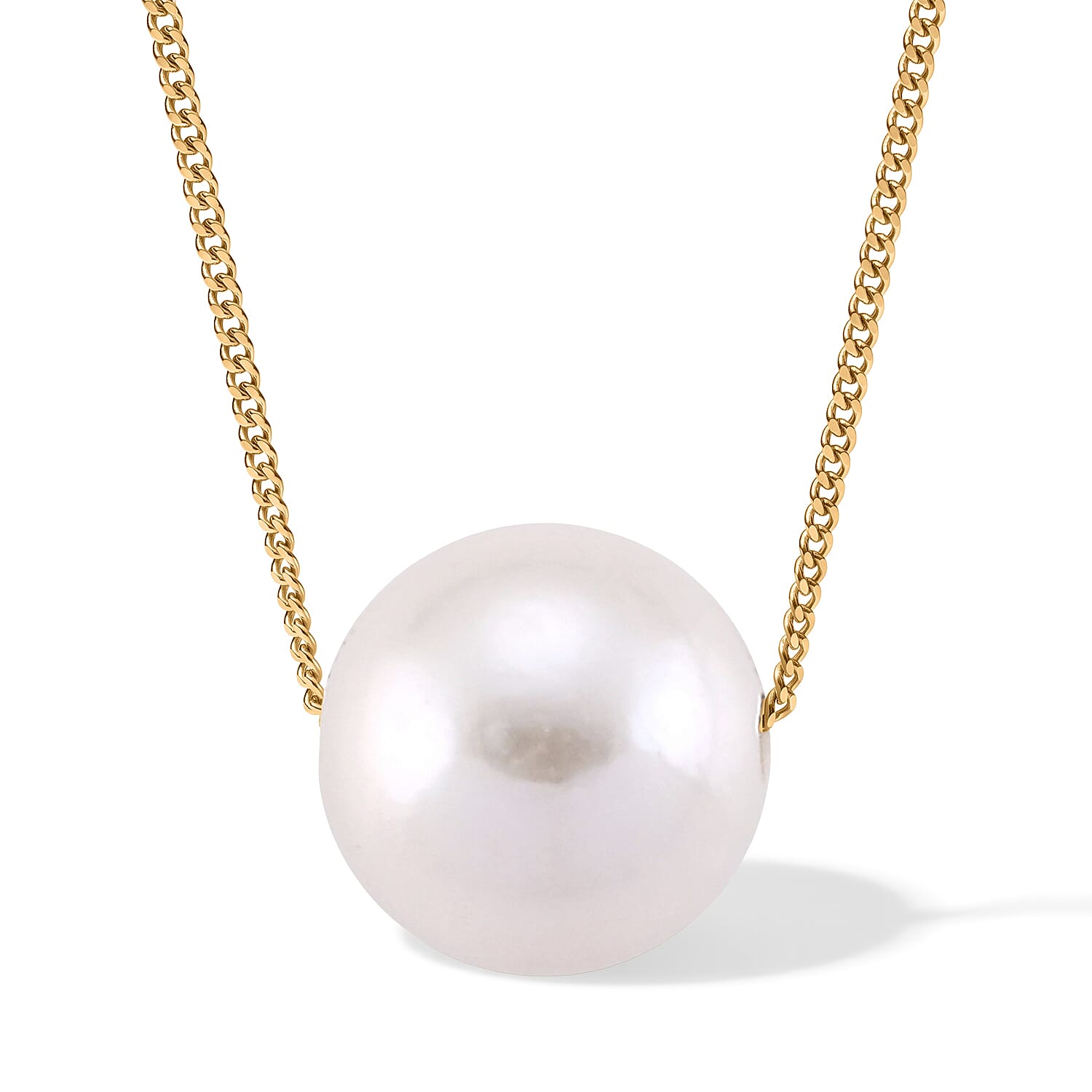 D'Joy - Premium White Edison Pearl (12-13mm) Necklace (Size - 18) in Yellow Gold Plated Sterling Silver 12.70 Ct.