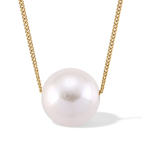 D'Joy - Premium White Edison Pearl (12-13mm) Necklace (Size - 18) in Yellow Gold Plated Sterling Silver 12.70 Ct.