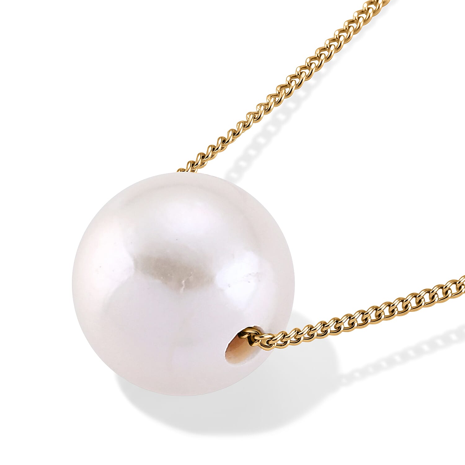 D'Joy - Premium White Edison Pearl (12-13mm) Necklace (Size - 18) in Yellow Gold Plated Sterling Silver 12.70 Ct.