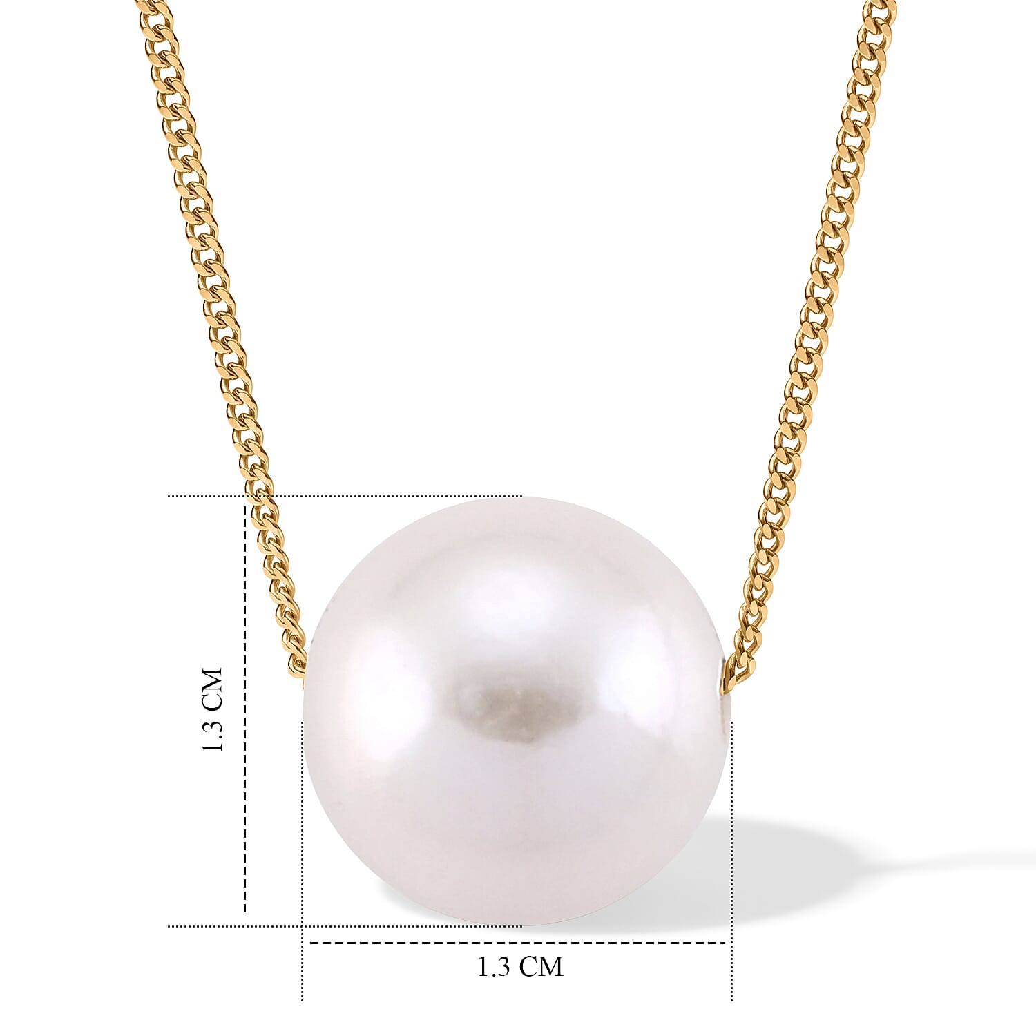 D'Joy - Premium White Edison Pearl (12-13mm) Necklace (Size - 18) in Yellow Gold Plated Sterling Silver 12.70 Ct.