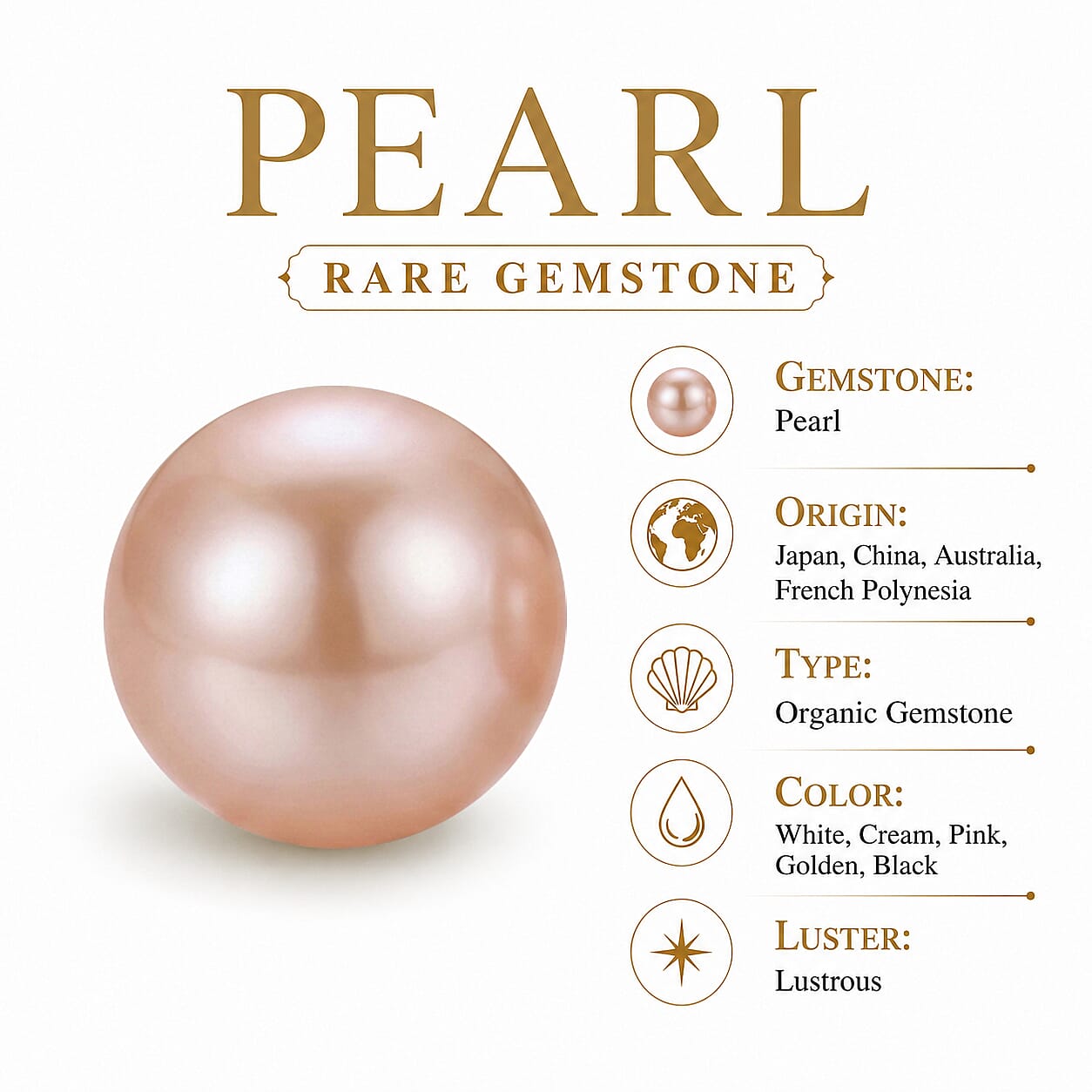 D'Joy - Peach Edison Stud Ball Earring with Push Back in Rhodium Overlay Sterling Silver 16.30 Ct.
