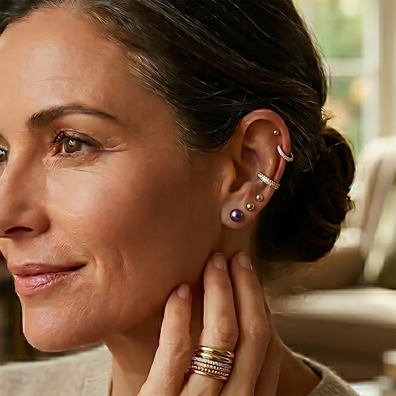 D'Joy - Purple Edison Pearl Stud Ball Earring with Push Back in Rhodium Overlay Sterling Silver 11.40 Ct.