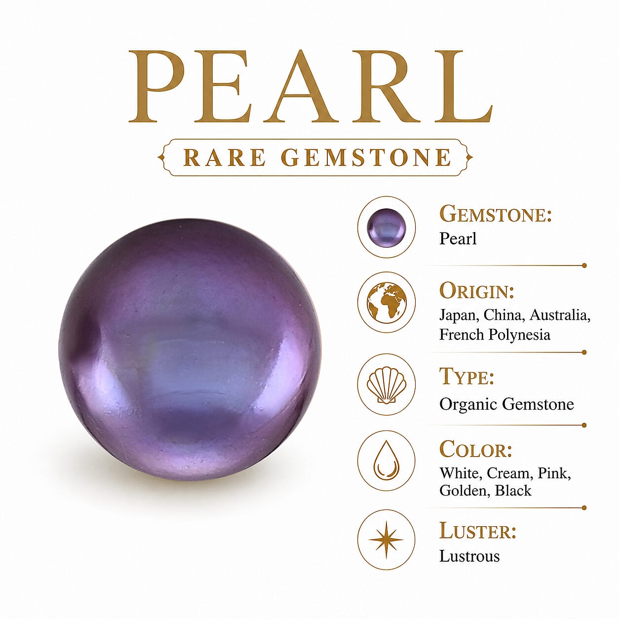 D'Joy - Purple Edison Pearl Stud Ball Earring with Push Back in Rhodium Overlay Sterling Silver 11.40 Ct.