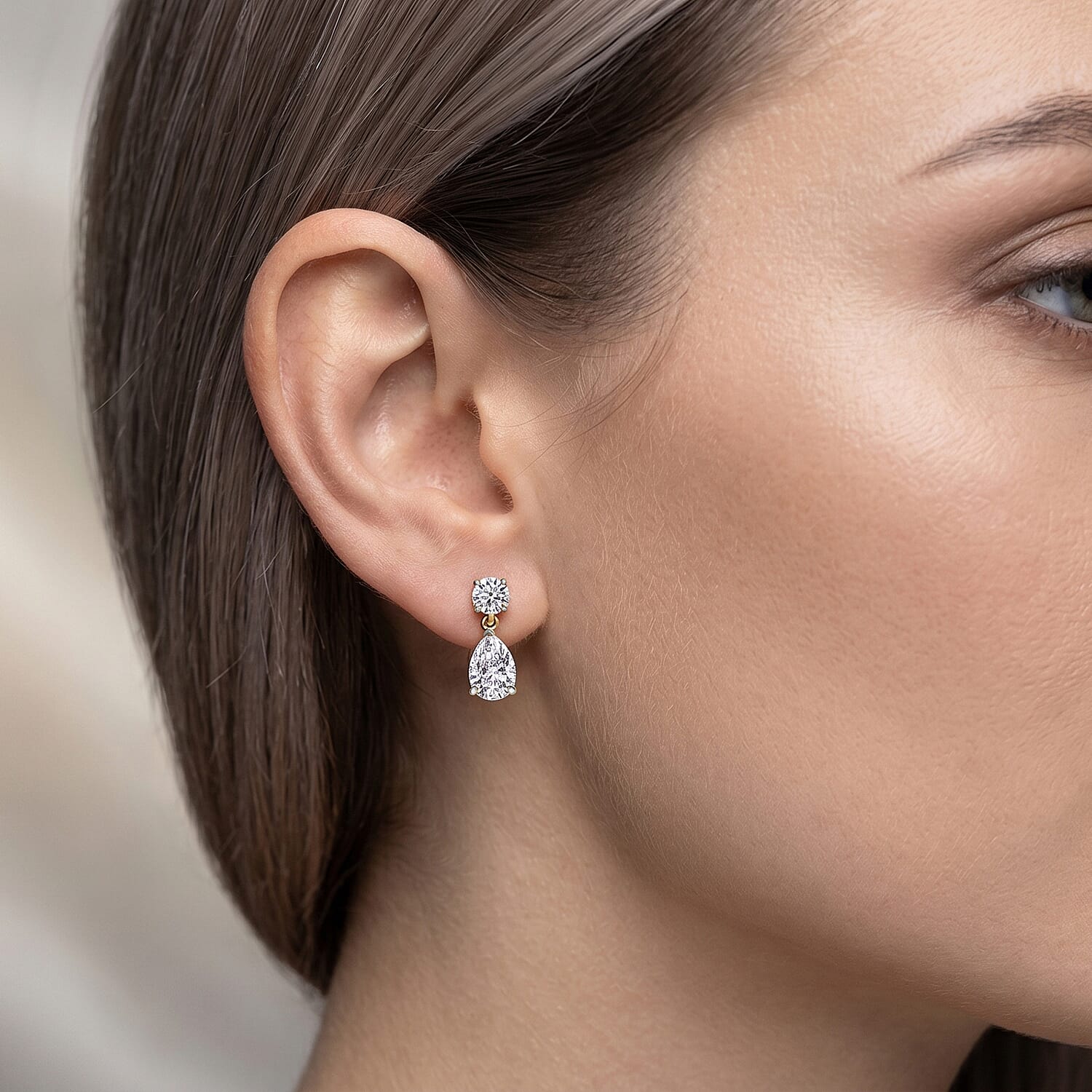 Luxuriant - Lab Grown Diamond (SI-G-H) Pear Cut Drop Earring with Push Post in 18K Vermeil Yellow Gold Plated Sterling Silver 2.00 Ct.