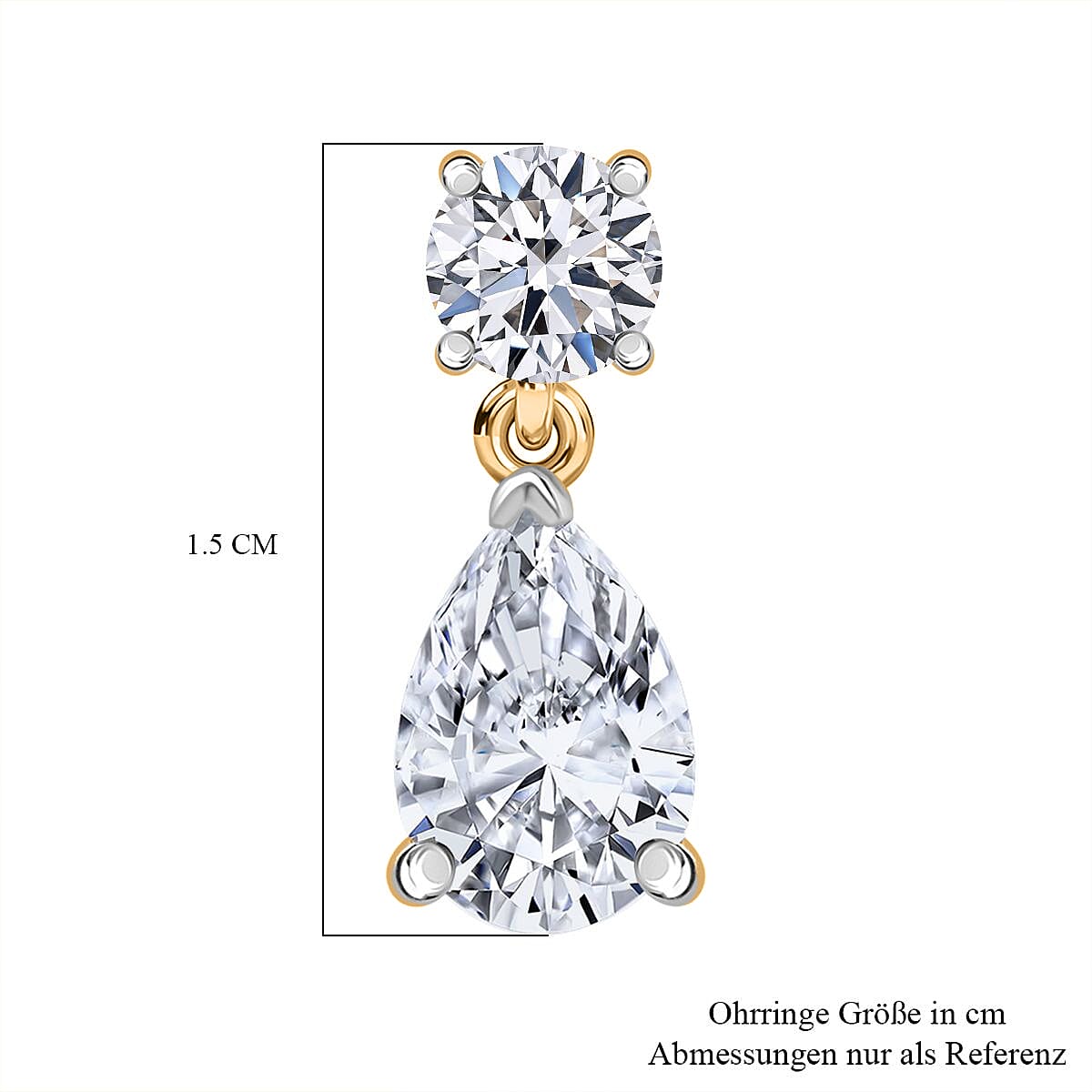 Luxuriant - Lab Grown Diamond (SI-G-H) Pear Cut Drop Earring with Push Post in 18K Vermeil Yellow Gold Plated Sterling Silver 2.00 Ct.