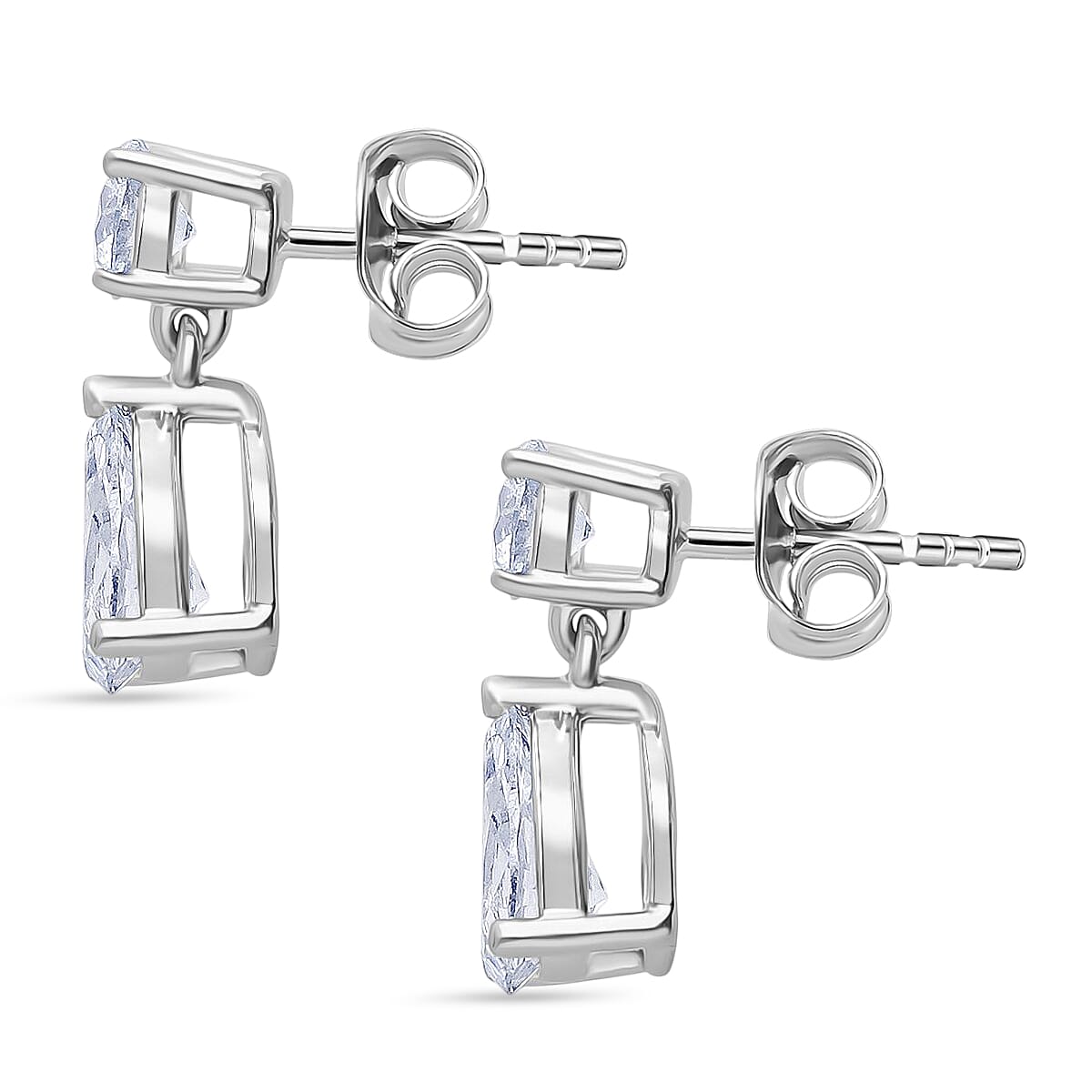 Luxuriant - Lab Grown Diamond (SI-G-H) Pear Cut Drop Earring in Rhodium Overlay Sterling Silver 2.00 Ct.
