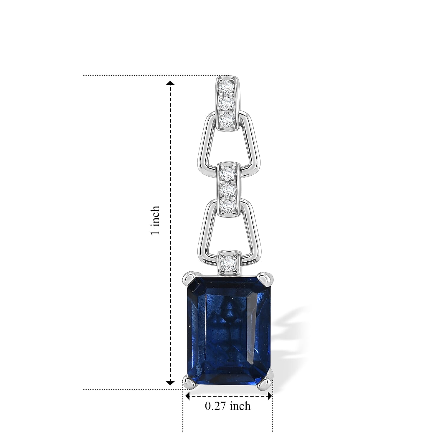 D'Joy - Ceylon Color Quartz & White Zircon Dangling Earring with Push Post in Platinum Overlay Sterling Silver 4.07 Ct.