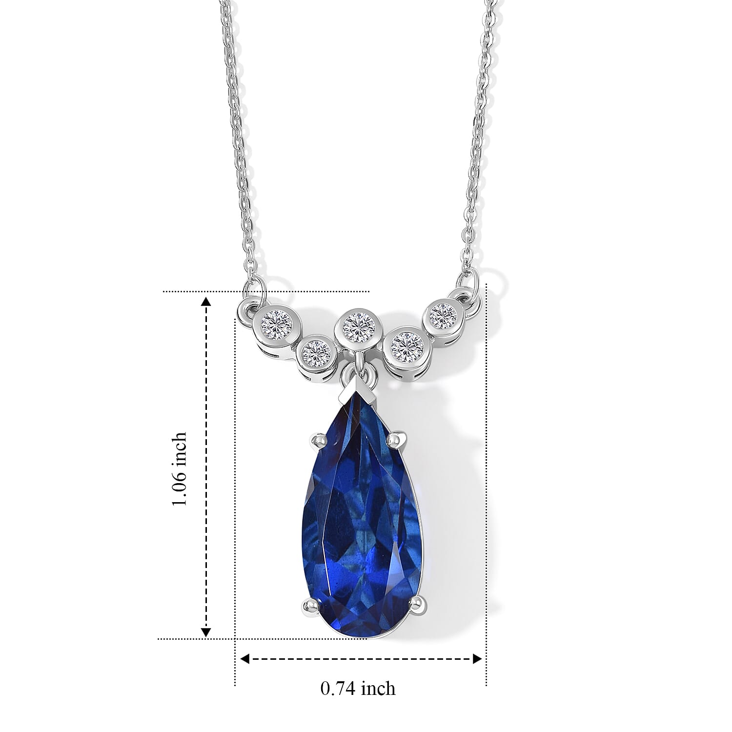 D'Joy - Ceylon Color Quartz & White Zircon Neckalce (Size - 20) in Platinum Overlay Sterling Silver 6.85 Ct.