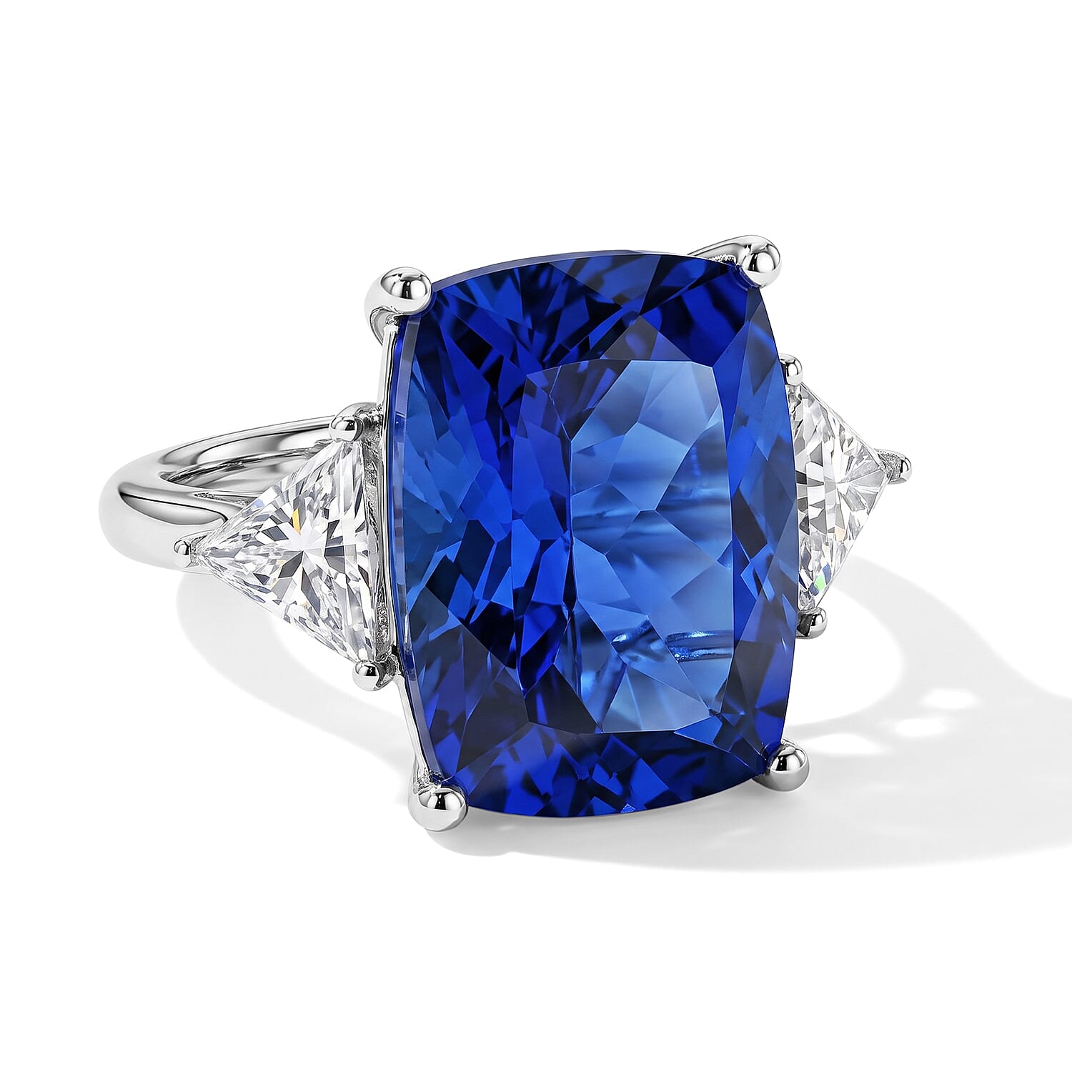D'Joy - Ceylon Color Quartz & Moissanite Ring in Rhodium Overlay Sterling Silver 13.27 Ct.