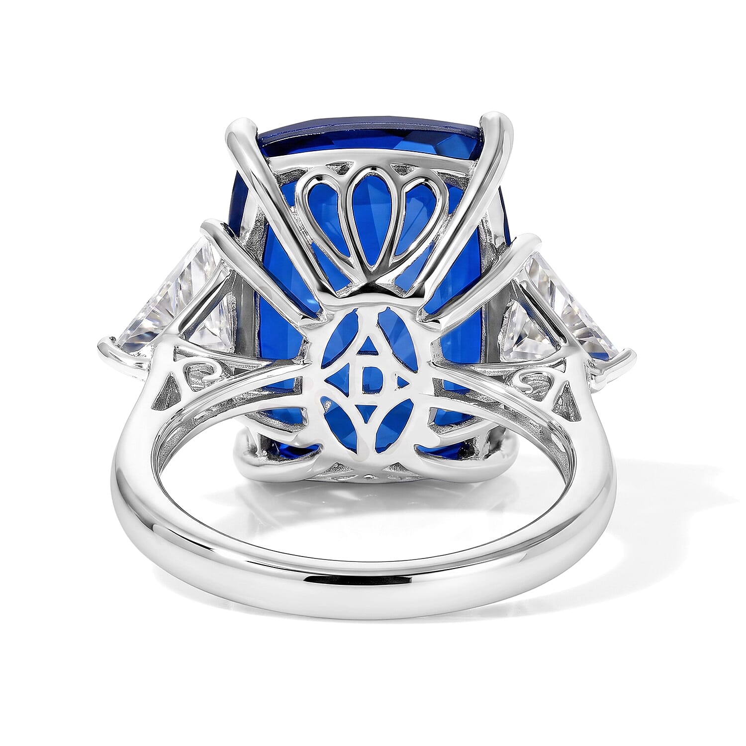 D'Joy - Ceylon Color Quartz & Moissanite Ring in Rhodium Overlay Sterling Silver 13.27 Ct.