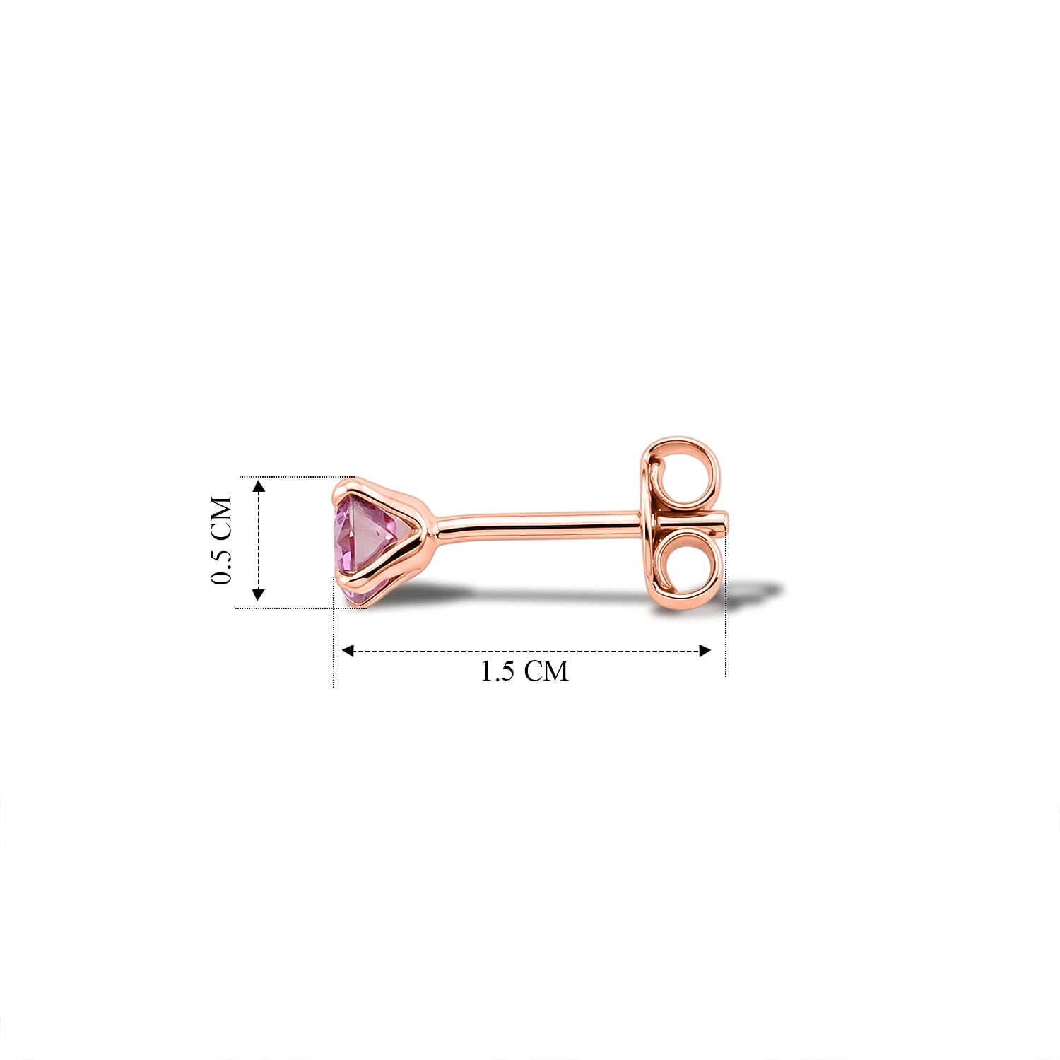 D'Joy - Pink Moissanite Solitaire Stud Push Post Earring in Rose Gold Plated Sterling Silver