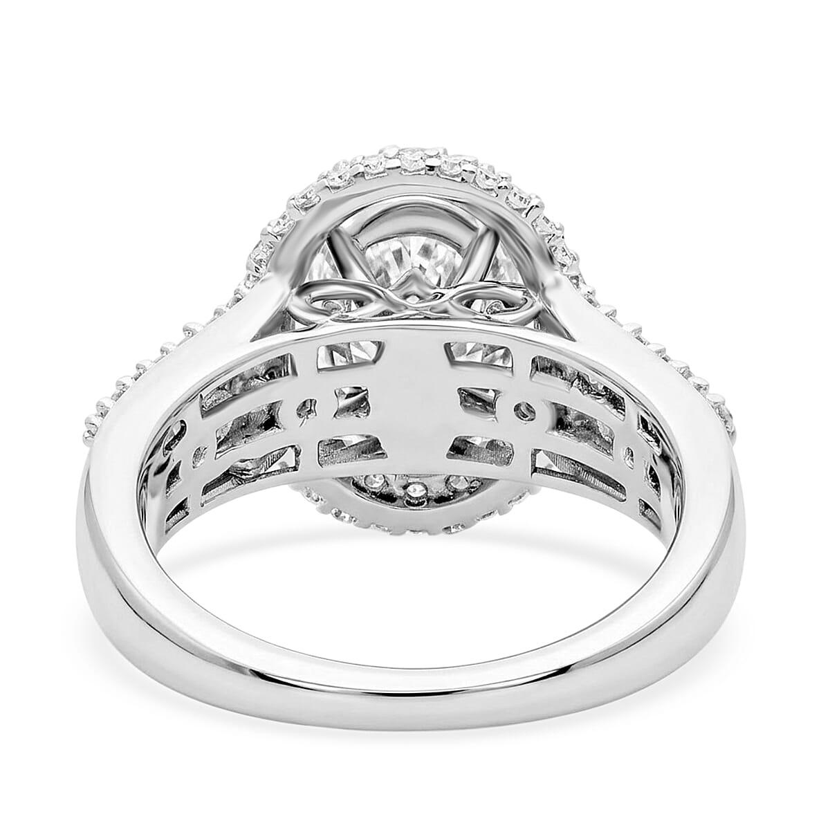 Luxuriant - SGL Certified Lab Grown Diamond (SI-G-H) Halo Ring in Rhodium Overlay Sterling Silver 3.00 Ct.