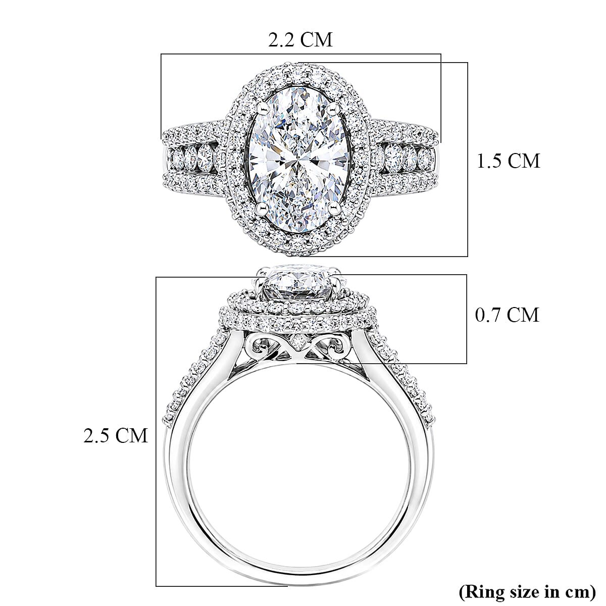 Luxuriant - SGL Certified Lab Grown Diamond (SI-G-H) Halo Ring in Rhodium Overlay Sterling Silver 3.00 Ct.