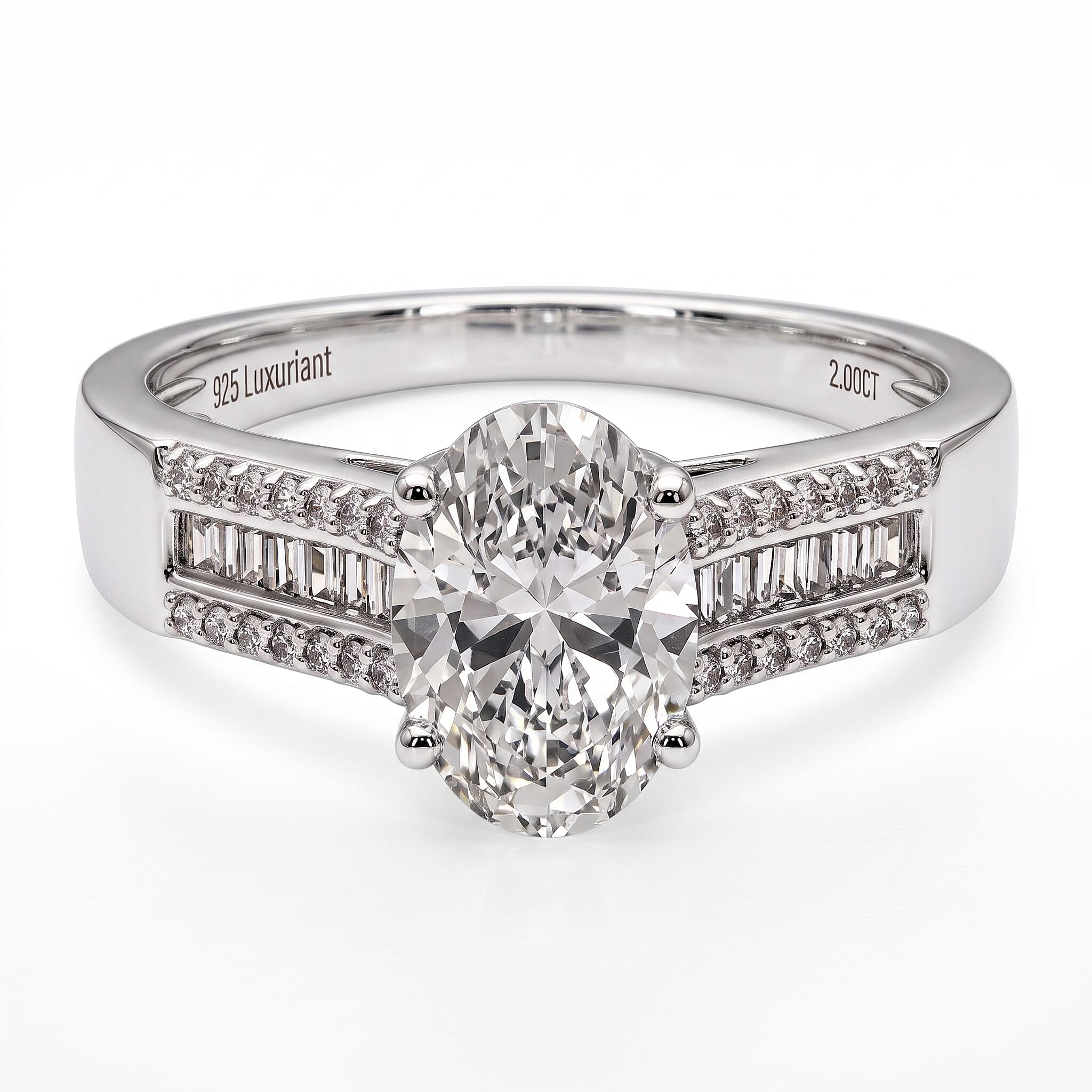 Luxuriant - Lab Grown Diamond (SI-G-H) Ring in Rhodium Overlay Sterling Silver 2.00 Ct.