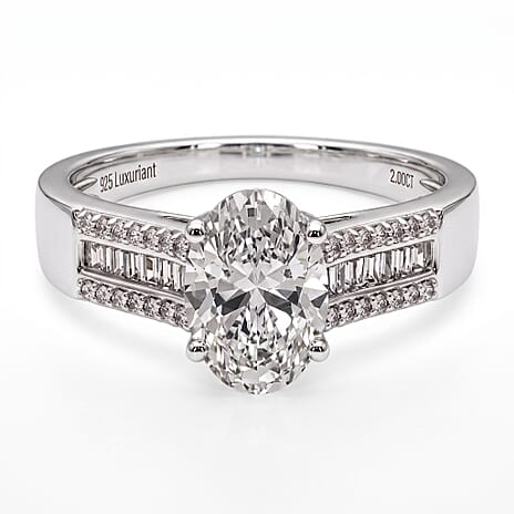 Luxuriant - Lab Grown Diamond (SI-G-H) Ring in Rhodium Overlay Sterling Silver 2.00 Ct.