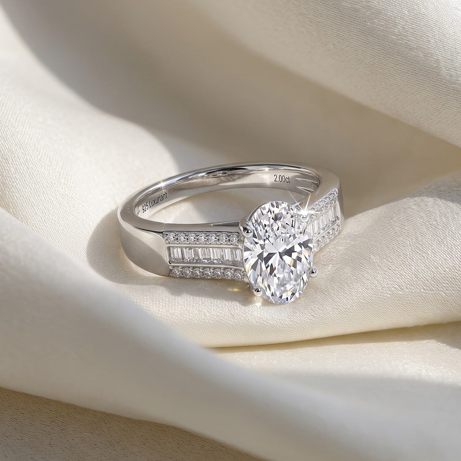 Luxuriant - Lab Grown Diamond (SI-G-H) Ring in Rhodium Overlay Sterling Silver 2.00 Ct.