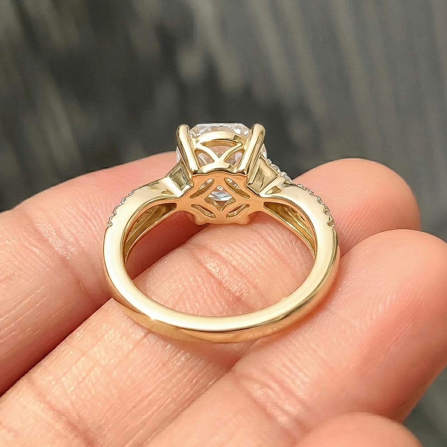 D'Joy Rainbow Moonstone, Moissanite Main Stone With Side Stone Ring in 18K YG VermeilSterling Silver  1.426  Ct.
