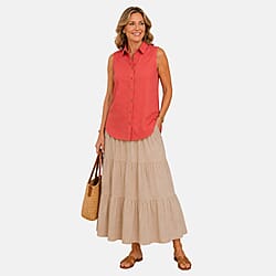 Charlotte West Womens Sleeveless Button-Down Top