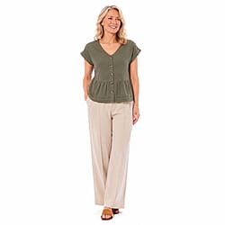 Charlotte West Button Front Peplum Top