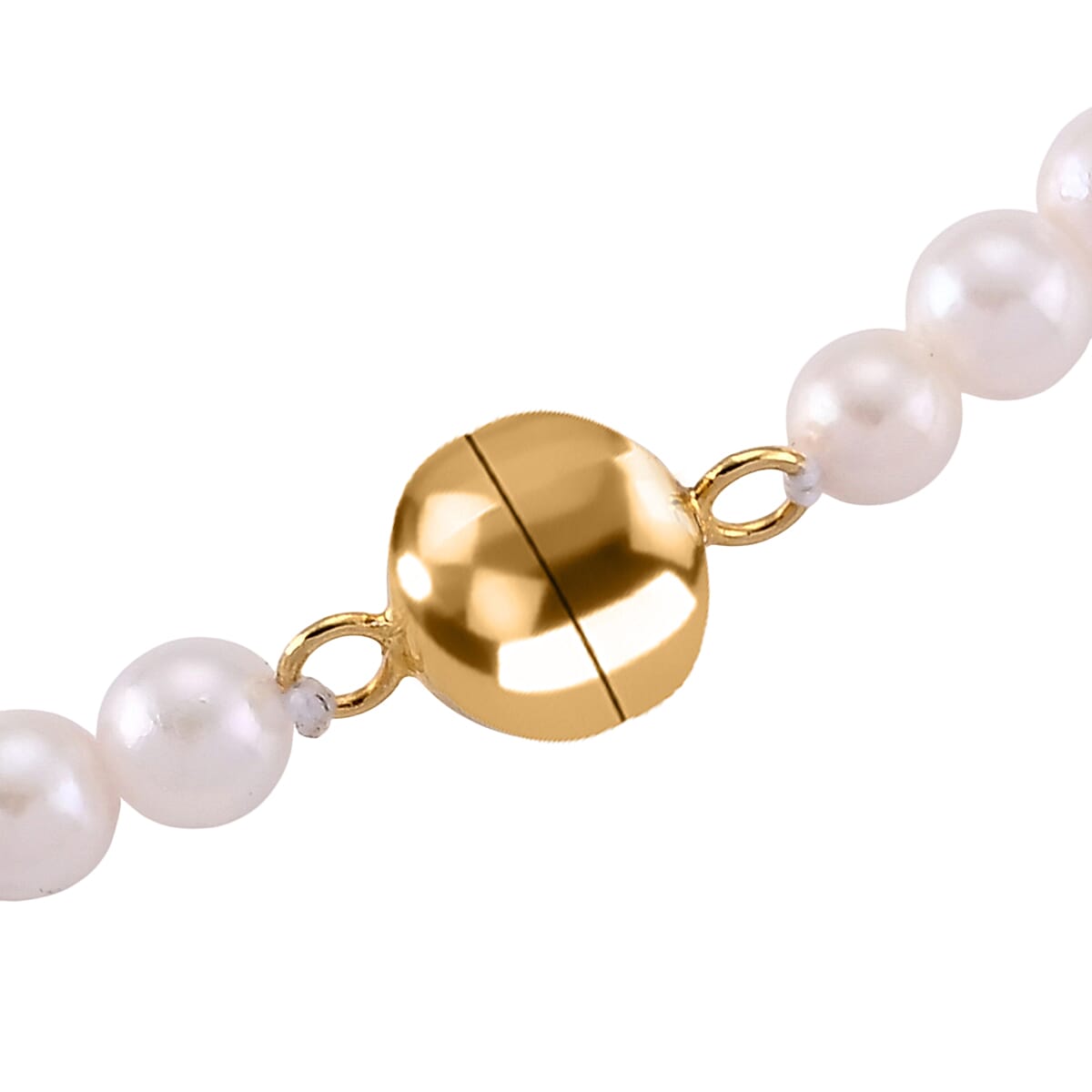 D'Joy - Japanese Akoya Pearl Beads Necklace (Size - 20) with Magnetic Lock in Yellow Gold Plated Sterling Silver 127.00 Ct.