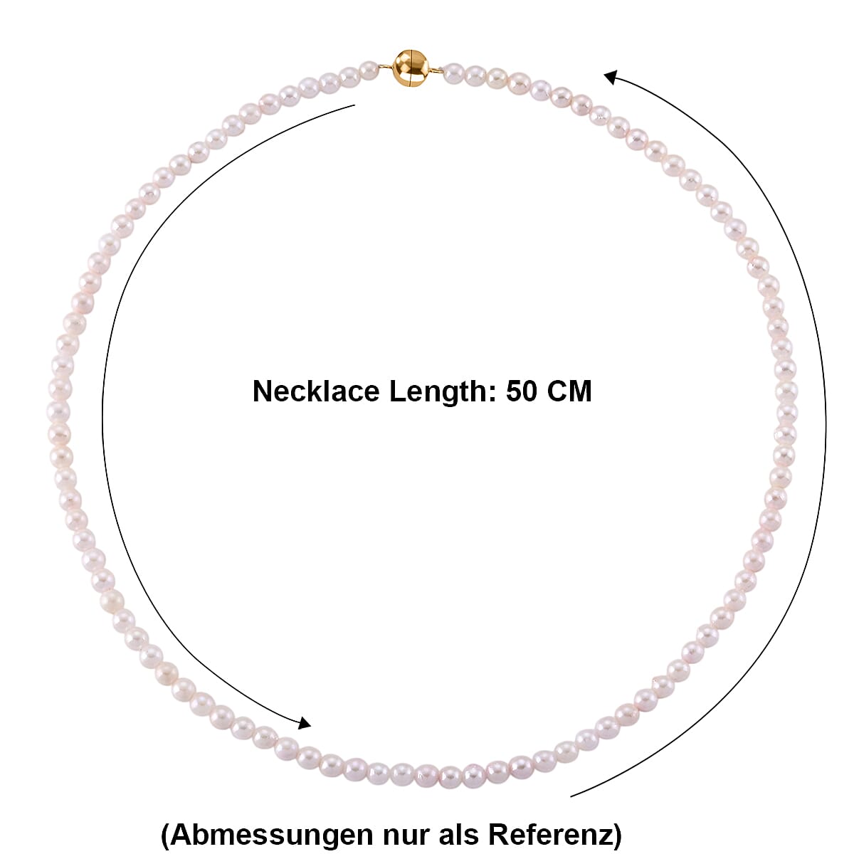 D'Joy - Japanese Akoya Pearl Beads Necklace (Size - 20) with Magnetic Lock in Yellow Gold Plated Sterling Silver 127.00 Ct.