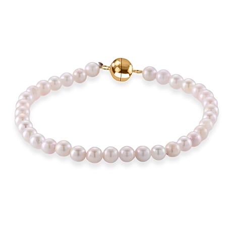 D'Joy - Japanese Akoya Pearl Beads Bracelet (Size - 8) with Magnetic Lock in Yellow Gold Plated Sterling Silver 40.00 Ct.