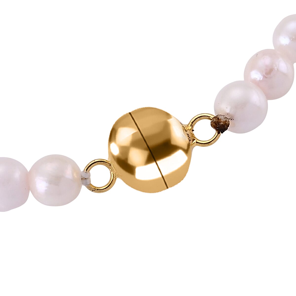 D'Joy - Japanese Akoya Pearl Beads Bracelet (Size - 8) with Magnetic Lock in Yellow Gold Plated Sterling Silver 40.00 Ct.