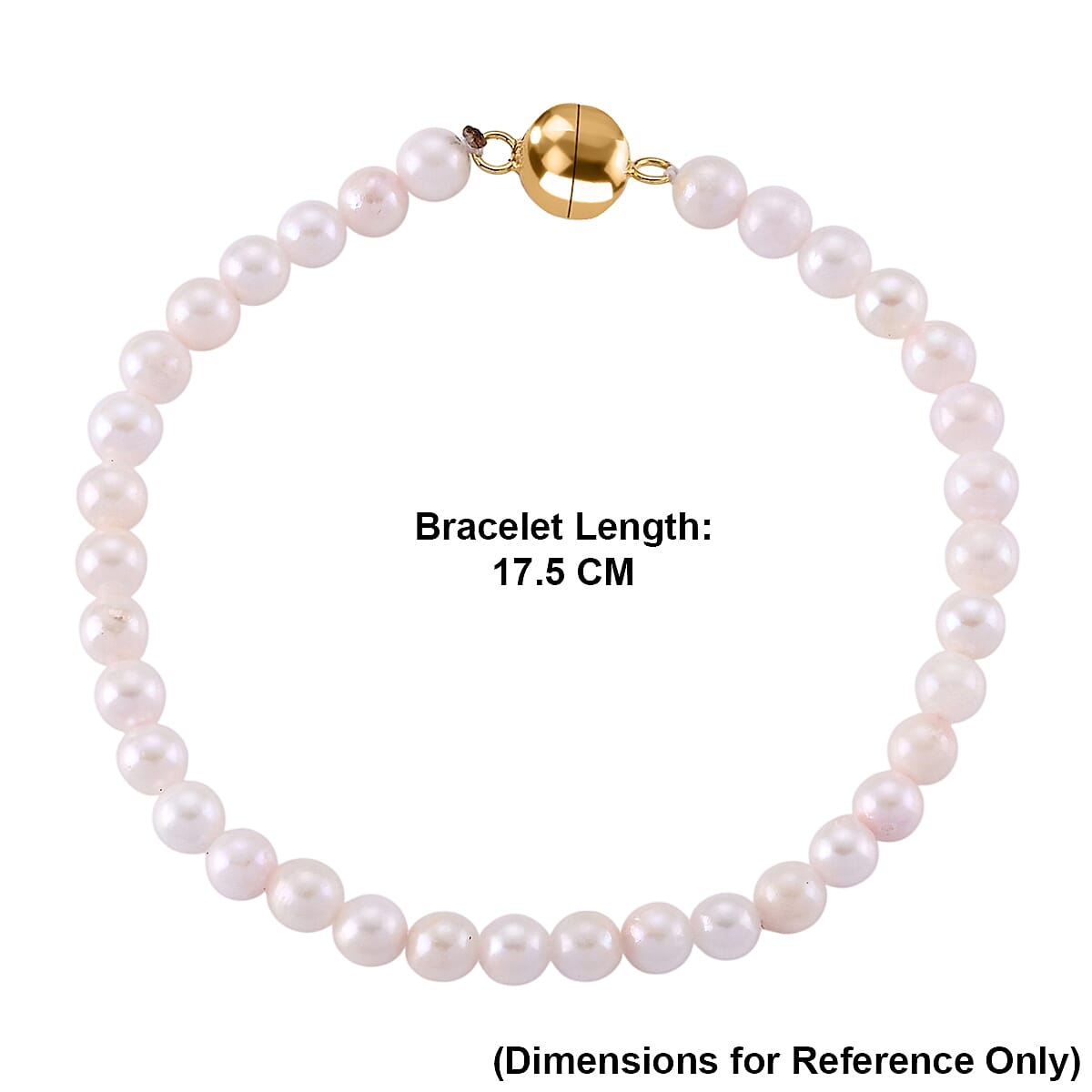 D'Joy - Japanese Akoya Pearl Beads Bracelet (Size - 8) with Magnetic Lock in Yellow Gold Plated Sterling Silver 40.00 Ct.