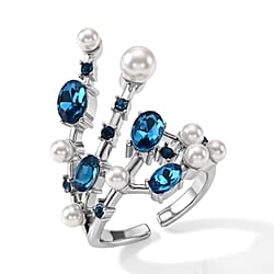 Shell Pearl & Crystal Adjustable Ring 5.00 Ct.