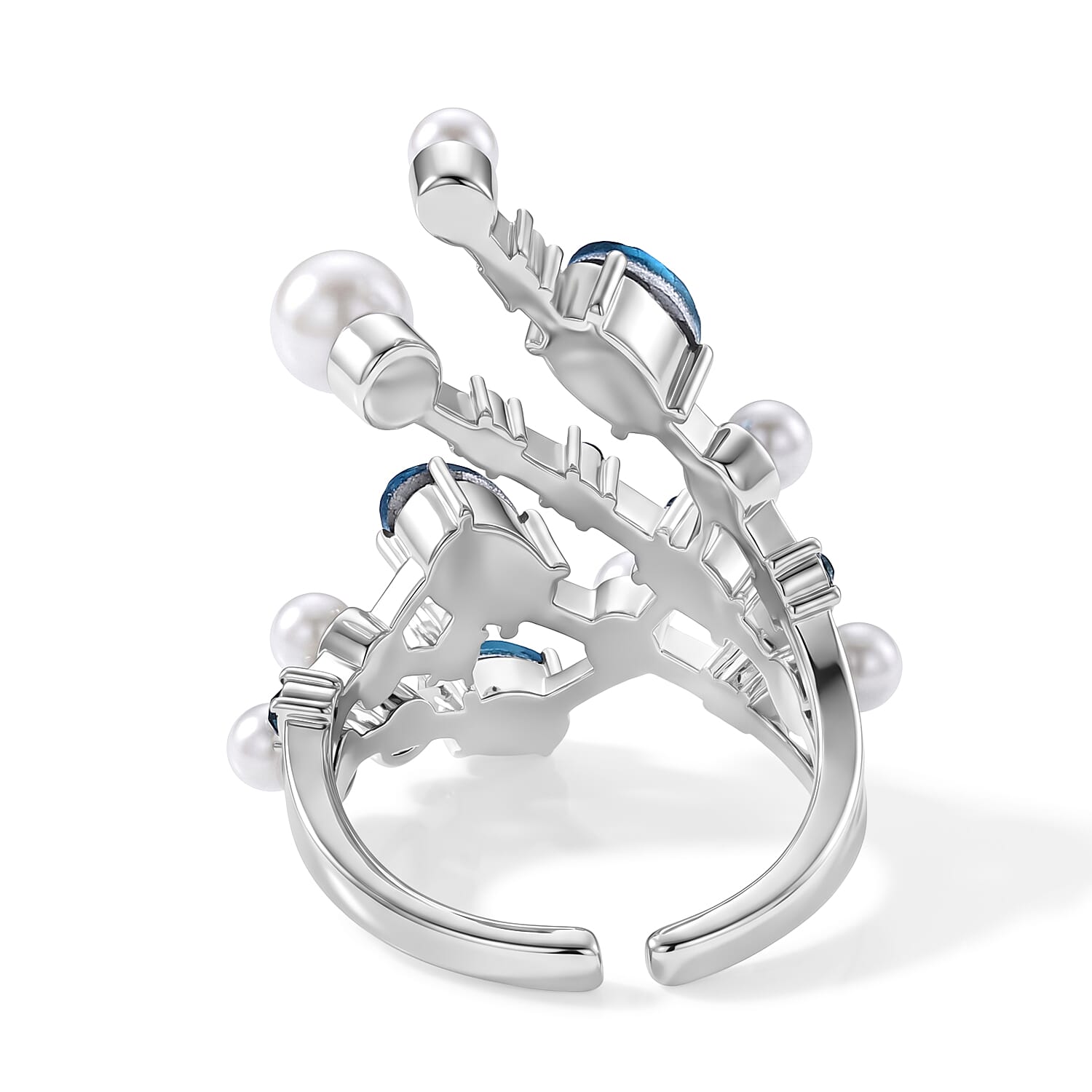 Shell Pearl & Crystal Adjustable Ring 5.00 Ct.
