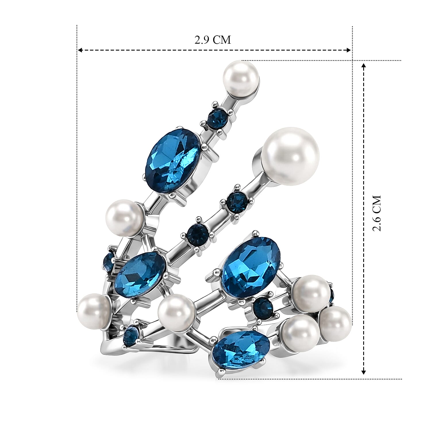 Shell Pearl & Crystal Adjustable Ring 5.00 Ct.