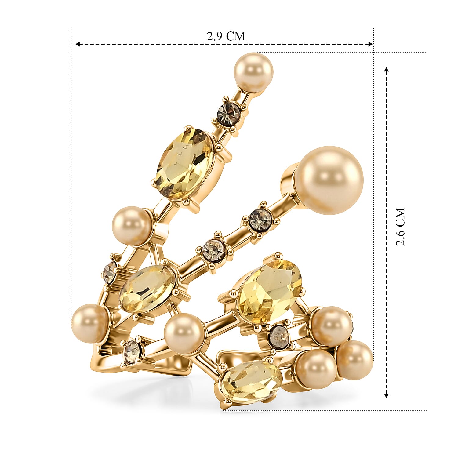 Shell Pearl & Crystal Adjustable Ring 5.00 Ct.