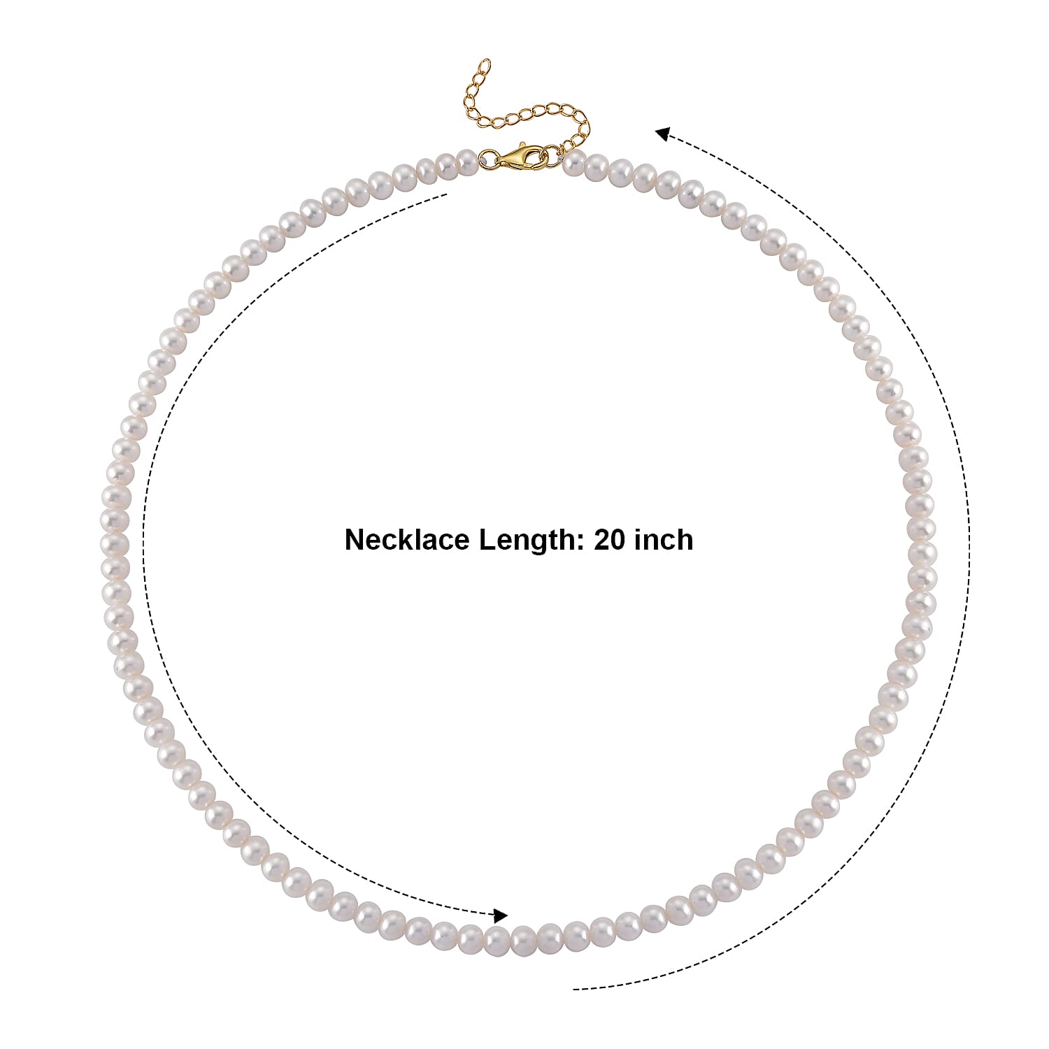 Rare Find - AAAA Akoya Pearl Necklace (Size - 20-2 Ext) in Yellow Gold Plated Sterling Silver