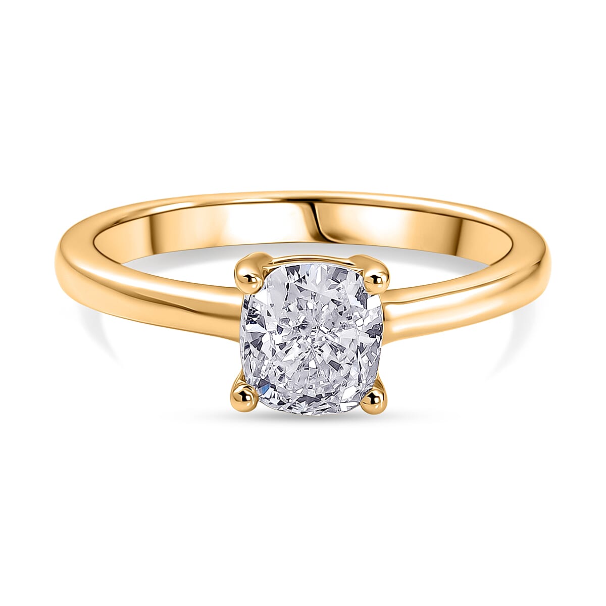 Luxuriant - Lab Grown Diamond (SI-G-H) Solitaire Ring in 18K Vermeil Yellow Gold Plated Sterling Silver 1.00 Ct.