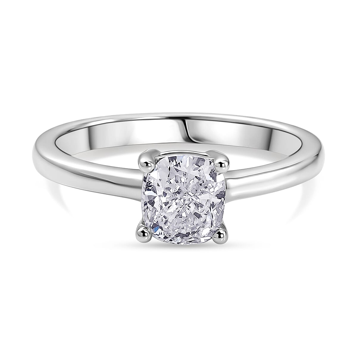 Luxuriant - Lab Grown Diamond (SI-G-H) Solitaire Ring in Rhodium Overlay Sterling Silver 1.00 Ct.