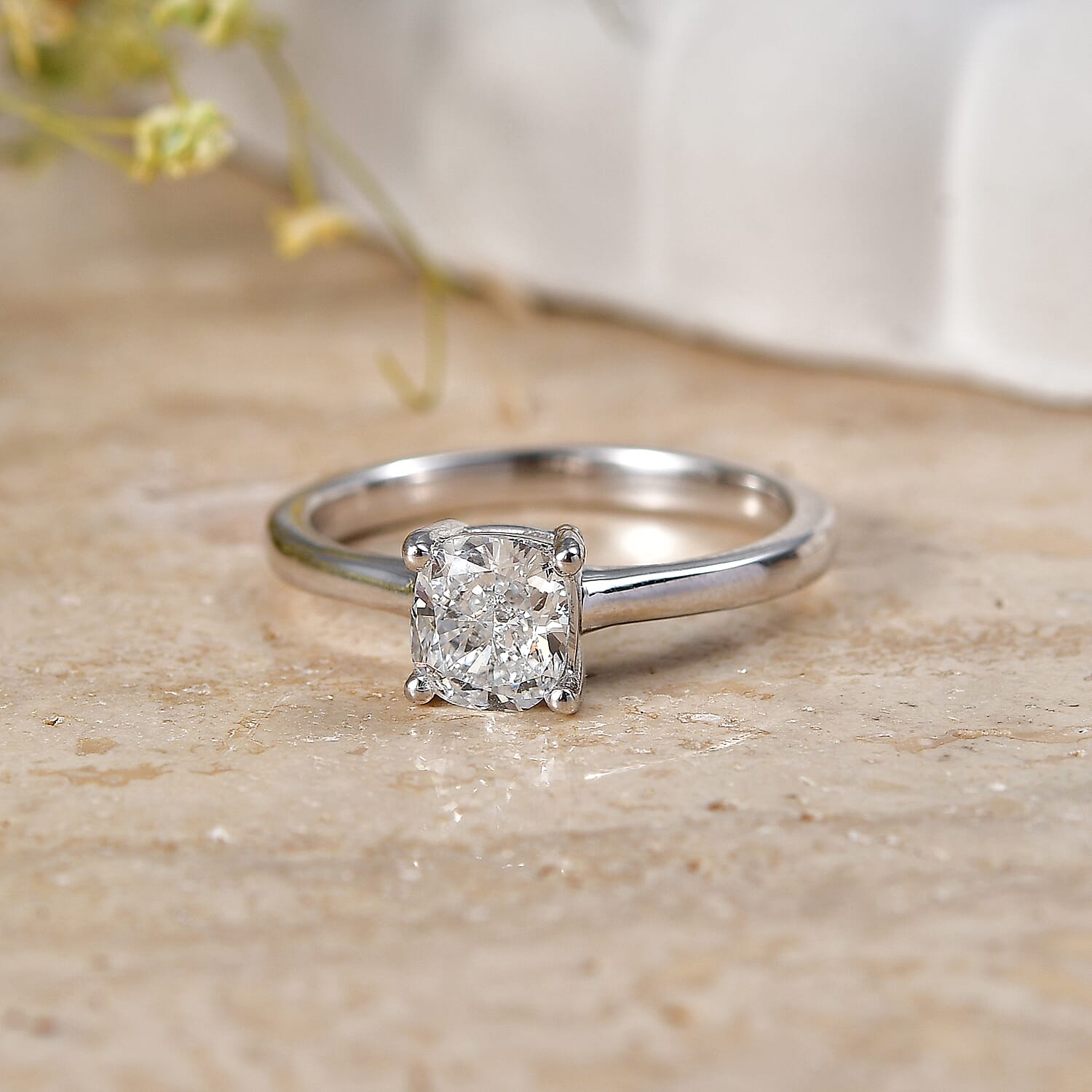 Luxuriant - Lab Grown Diamond (SI-G-H) Solitaire Ring in Rhodium Overlay Sterling Silver 1.00 Ct.