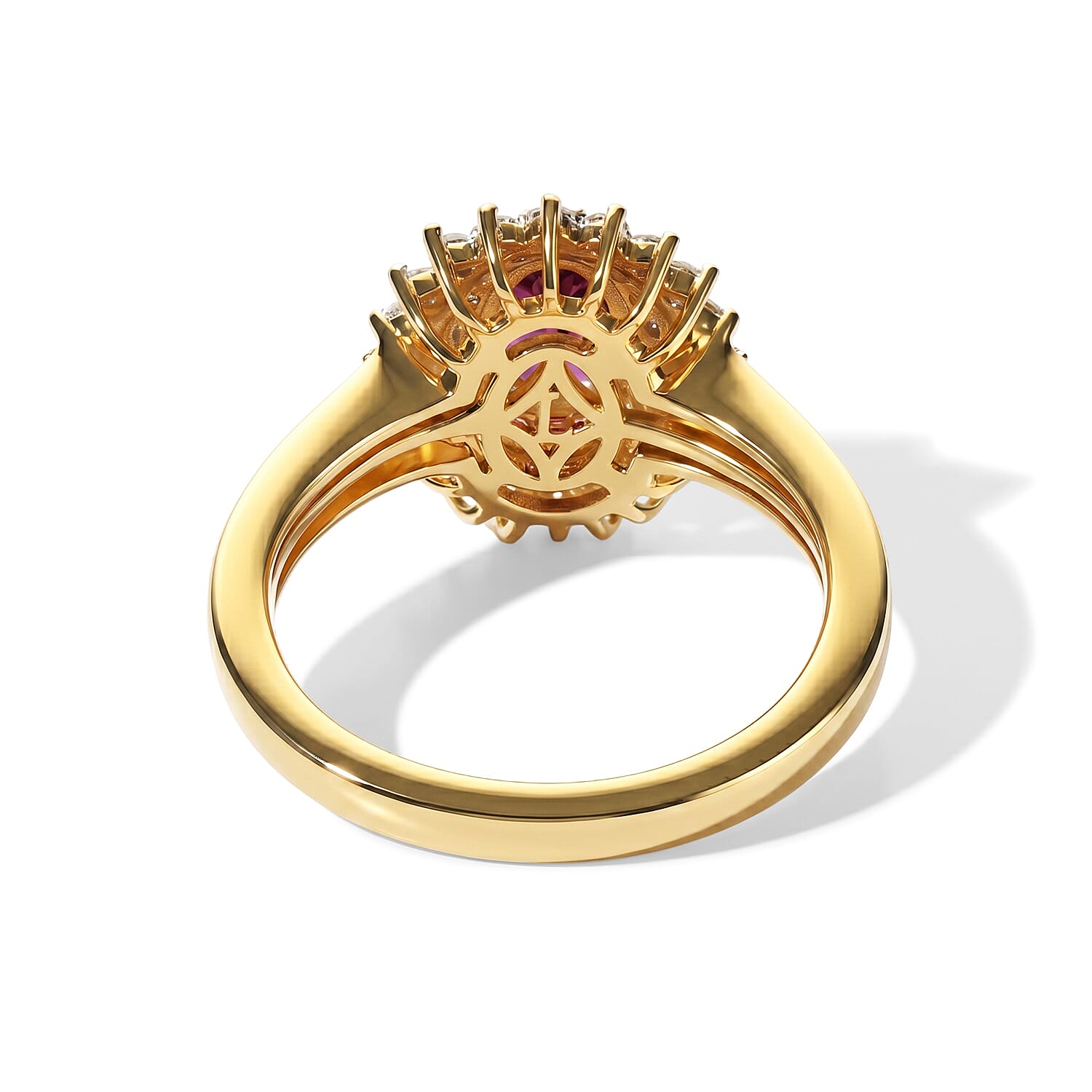 Luxuriant - Radiant Ember Garnet & Lab Grown Diamond (SI-G-H) Ring in 18K Vermeil Yellow Gold Plated Sterling Silver 1.40 Ct.