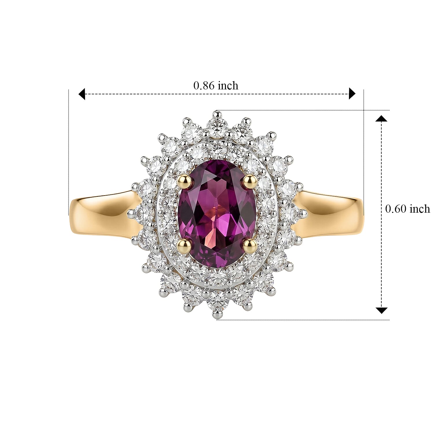 Luxuriant - Radiant Ember Garnet & Lab Grown Diamond (SI-G-H) Ring in 18K Vermeil Yellow Gold Plated Sterling Silver 1.40 Ct.
