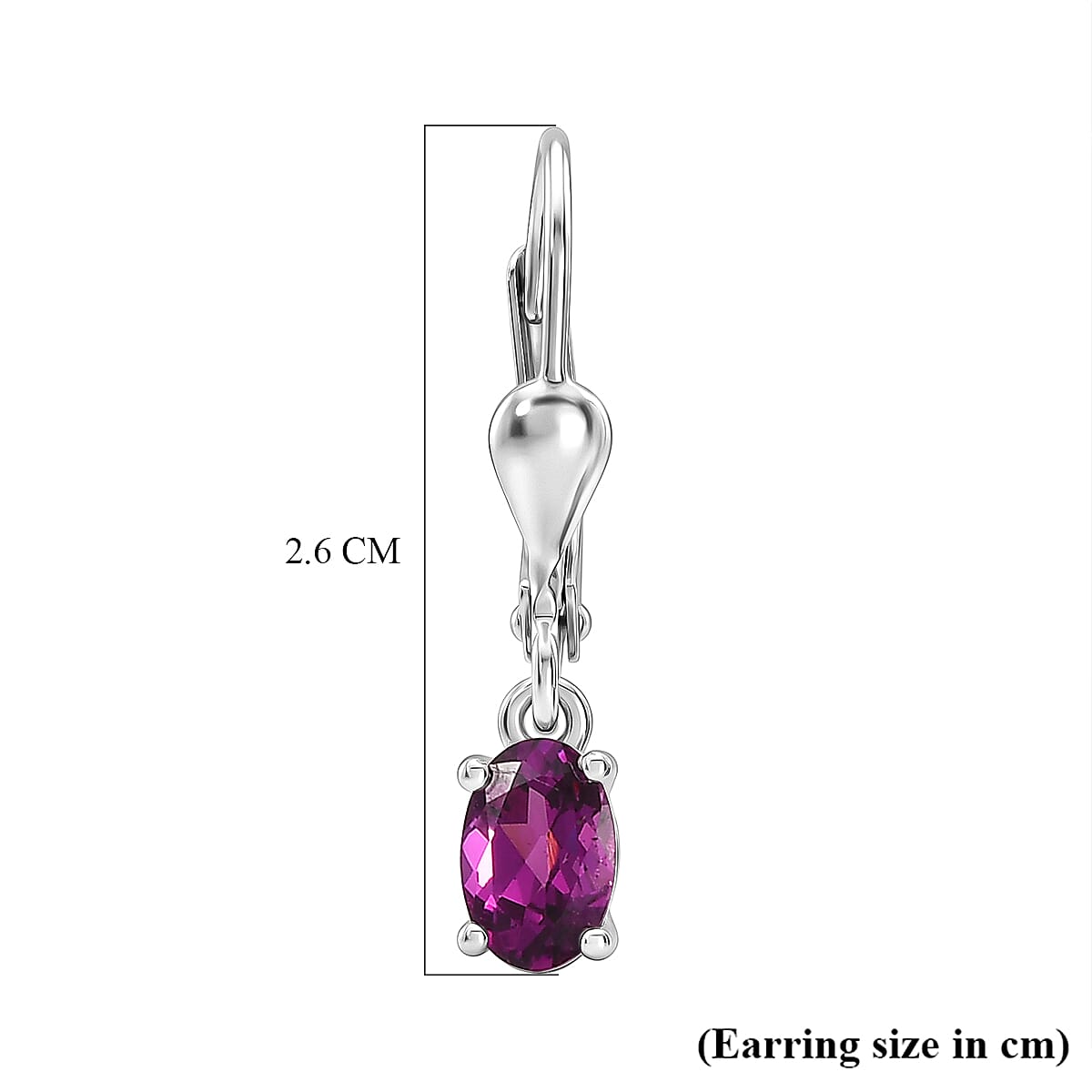 D'Joy - Radiant Ember Garnet Solitaire Lever Back Earring in Platinum Overlay Sterling Silver 1.23 Ct.