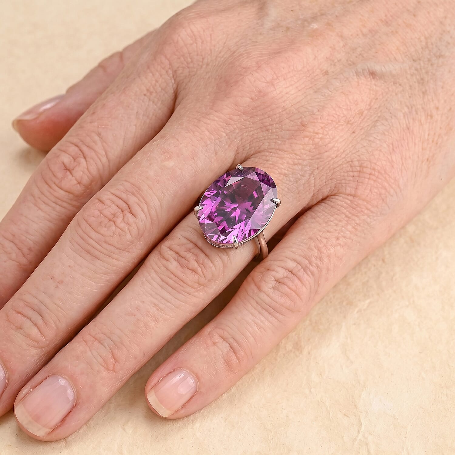 Biggest Carat Weight - Moissanite Solitaire Ring in Rhodium Overlay Sterling Silver 20.10 Ct.