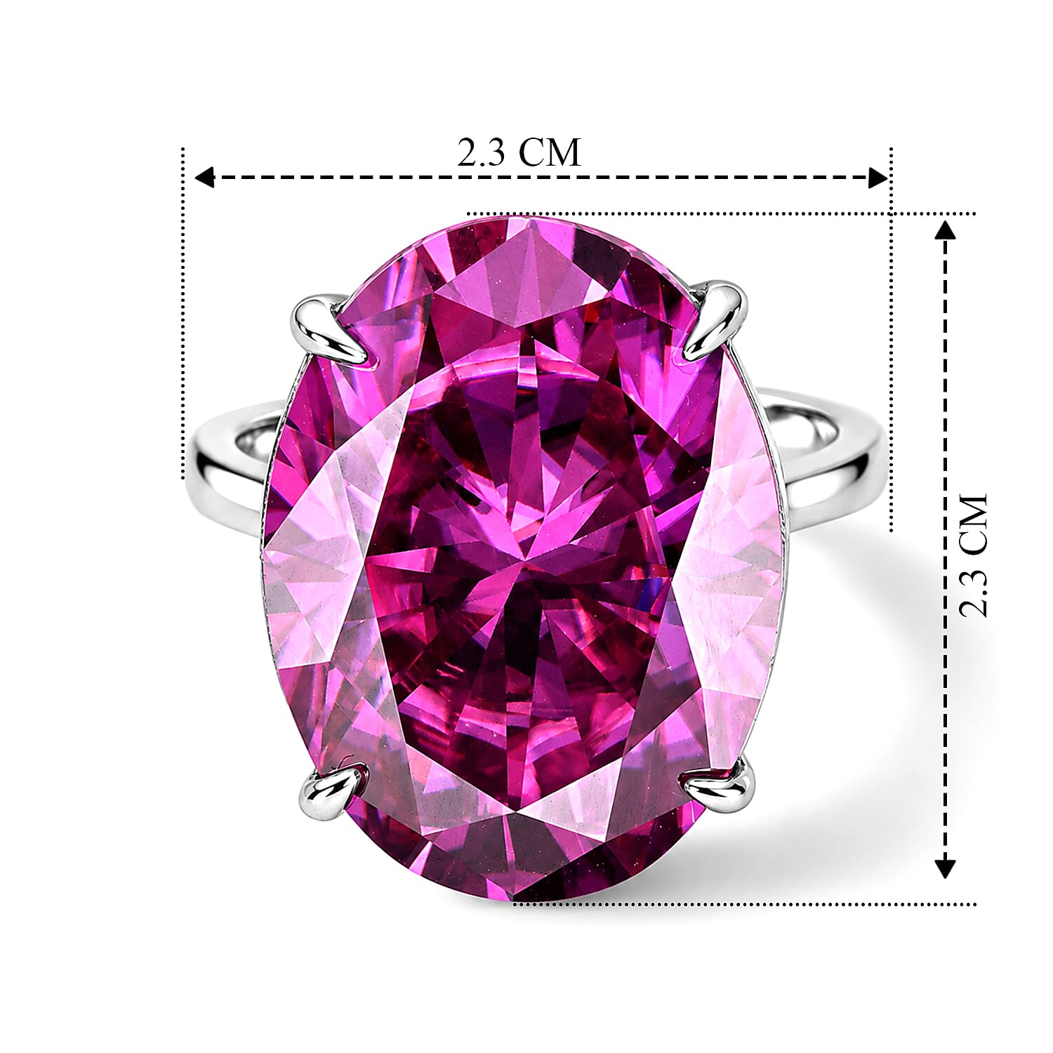 Biggest Carat Weight - Moissanite Solitaire Ring in Rhodium Overlay Sterling Silver 20.10 Ct.